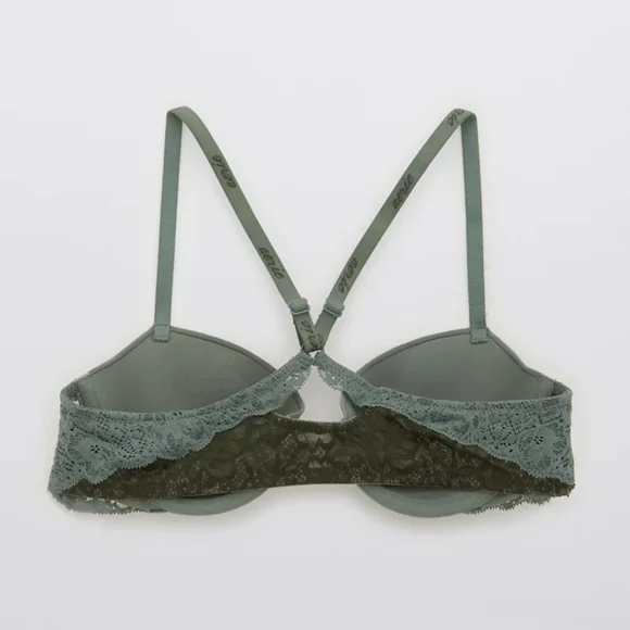 🍸AERIE REAL HAPPY DEMI LIGHTLY LINED LACE BRA SIZE 36C - Picture 6 of 10